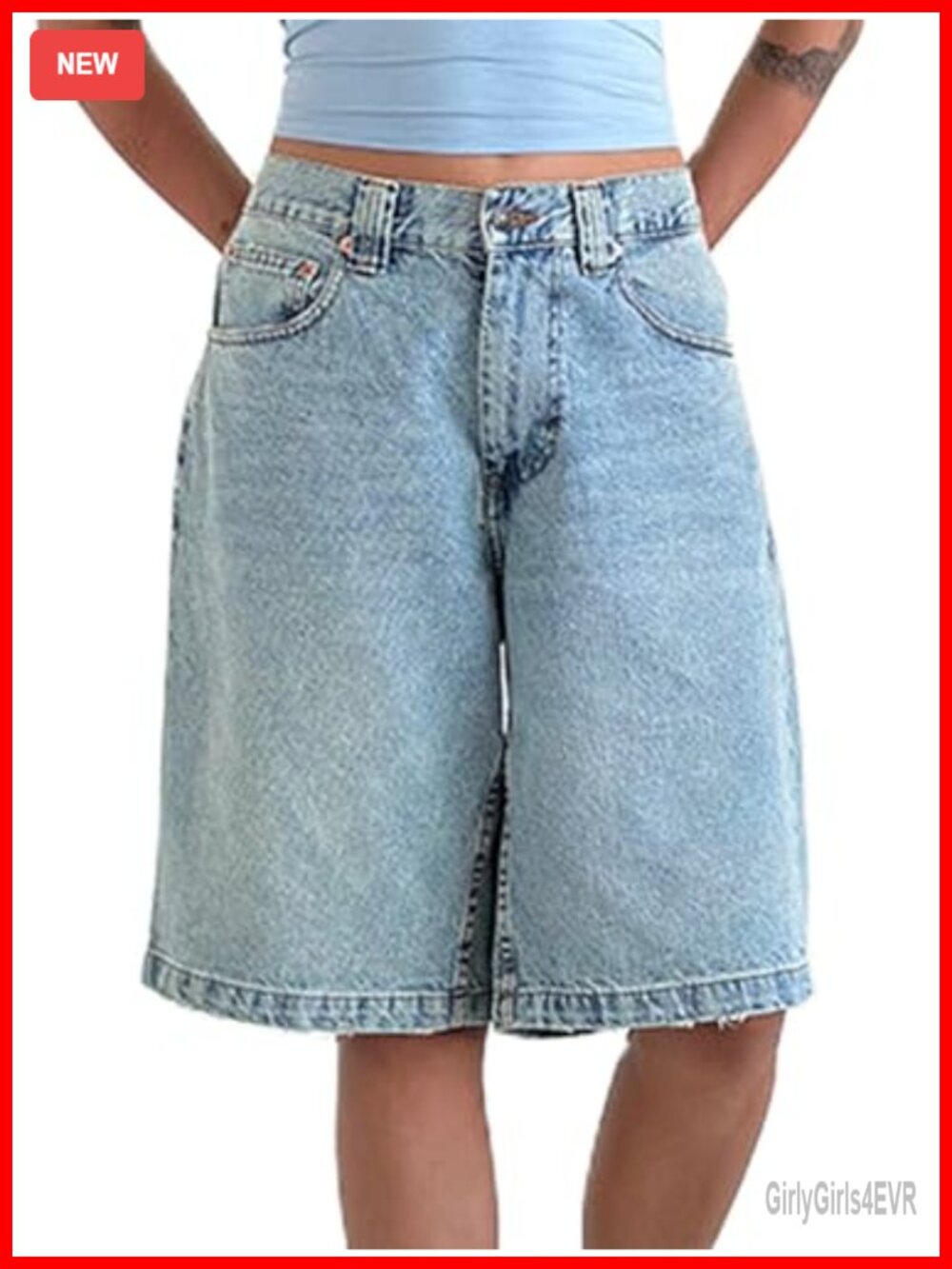 High Waisted Carpenter Denim Shorts with Pockets Y2K Trendy Summer Jorts